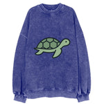 Sea Turtle - Green with shell pattern flat side profile - Vintage Sweatshirt
