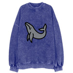 Humpback Whale - Gray breaching pose flat side profile - Vintage Sweatshirt