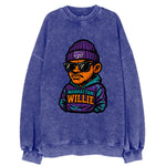 Manhattan Willie wearing Kansas State beanie with powercat patch - Vintage Sweatshirt