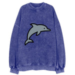 Bottlenose Dolphin - Gray jumping pose flat side profile - Vintage Sweatshirt