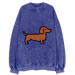 Dachshund - Red/brown smooth flat side profile - Vintage Sweatshirt
