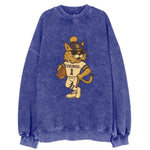 Minneapolis Lynx wearing Vikings beanie with Norse patch and wayfarer - Vintage Sweatshirt