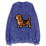 Basset Hound - Trendy low-rider design with prominent black outline - Vintage Sweatshirt