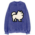 Pomeranian - Modern tiny fluffy logo wit - Vintage Sweatshirt