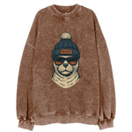 Rhode Island Harbor Seal wearing Providence beanie with pom pom and wayfarer - Vintage Sweatshirt