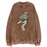 Toledo Great Blue Heron wearing Toledo beanie with pom pom and wayfarer - Vintage Sweatshirt