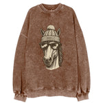 Kentucky Thoroughbred Horse wearing Louisville beanie with pom pom and - Vintage Sweatshirt
