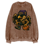 Los Angeles Golden Eagle wearing Lakers beanie with trophy patch and wayfarer - Vintage Sweatshirt