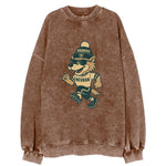 Nevada Wolf wearing Raiders beanie with outlaw patch and wayfarer sunglasses - Vintage Sweatshirt