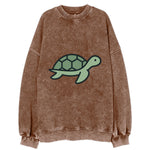 Sea Turtle - Green with shell pattern flat side profile - Vintage Sweatshirt