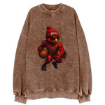 Windy City Hawk wearing Bulls beanie with six rings patch and wayfarer - Vintage Sweatshirt
