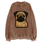 Pug - Contemporary wrinkled design with - Vintage Sweatshirt