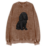 Field Spaniel - Black silky coat embroidered pose - Vintage Sweatshirt