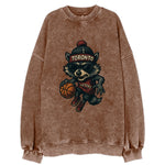 Toronto Raccoon wearing Raptors beanie with CN Tower patch and wayfarer - Vintage Sweatshirt
