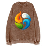 Four Elements Dance - Fire orange, water - Vintage Sweatshirt