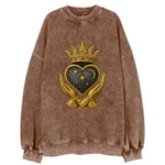Hammered bronze warrior crown anchoring a dark steel heart with shield-bearing - Vintage Sweatshirt