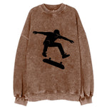 Skateboarder doing kickflip trick - Vintage Sweatshirt