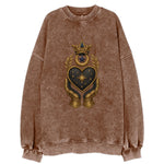 Crowned heart with Art Deco sunburst crown and geometric filigree hands - Vintage Sweatshirt
