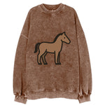 Horse - Brown standing pose flat side profile - Vintage Sweatshirt