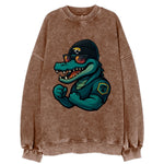 Jacksonville Alligator wearing Jaguars beanie with swamp patch and wayfarer - Vintage Sweatshirt