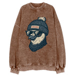 Chicago Pigeon wearing Chicago beanie with pom pom and wayfarer sunglasses - Vintage Sweatshirt