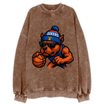 Philly Pitbull wearing Sixers beanie with Liberty Bell and wayfarer sunglasses - Vintage Sweatshirt