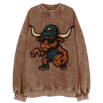 Texas Longhorn wearing Mavs beanie with lone star patch and wayfarer sunglasses - Vintage Sweatshirt