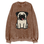 Pug - Tilted head with tongue out - Vint Vintage Sweatshirt