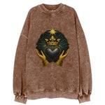 Pearl-studded tiara atop a satin-gunmetal heart supported by elegant - Vintage Sweatshirt