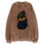 Berkeley Bear wearing Cal beanie with script patch - Vintage Sweatshirt