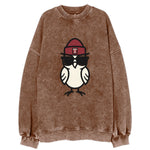Philadelphia Owl wearing Temple beanie with T patch - Vintage Sweatshirt