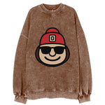 Columbus Brutus wearing Ohio State beanie with Block O patch - Vintage Sweatshirt