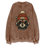 Toronto Raccoon wearing Toronto beanie with pom pom and wayfarer sunglasses - Vintage Sweatshirt