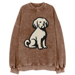 Löwchen - Little Lion Dog white embroide - Vintage Sweatshirt