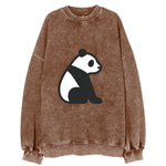 Panda - Black and white sitting pose flat side profile - Vintage Sweatshirt