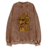 Las Vegas Desert Bighorn wearing Vegas beanie with pom pom and wayfarer - Vintage Sweatshirt
