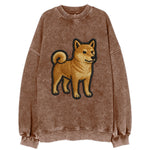 Shiba Inu - Trendy Japanese dog logo wit - Vintage Sweatshirt