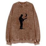 Guitarist playing acoustic under moonlight - Vintage Sweatshirt