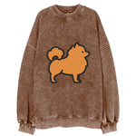 Pomeranian - Orange fluffy flat side profile - Vintage Sweatshirt
