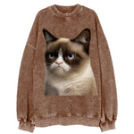 Grumpy Cat Expression  - Vintage Sweatshirt