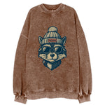 Arizona Ringtail wearing Phoenix beanie with pom pom and wayfarer sunglasses - Vintage Sweatshirt