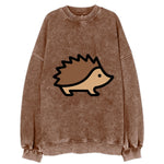 Hedgehog - Brown spiky back flat side profile - Vintage Sweatshirt