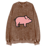 Pig - Pink farm pig flat side profile - Vintage Sweatshirt