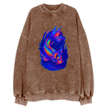 Sacred koi with scales reflecting rainbow prisms, yin-yang patterns in cosmic - Vintage Sweatshirt