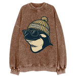Vancouver Orca wearing Vancouver beanie - Vintage Sweatshirt
