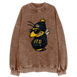 Atlanta Yellow Jacket wearing Georgia Tech beanie with GT patch - Vintage Sweatshirt