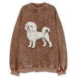 Löwchen - Little Lion Dog white embroidered pose - Vintage Sweatshirt