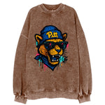 Pittsburgh Panther wearing Pitt beanie with script patch - Vintage Sweatshirt