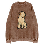 Soft Coated Wheaten Terrier - Light tan flowing coat embroidered pose - Vintage Sweatshirt
