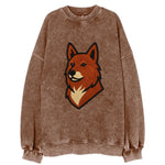 Finnish Spitz - Fox-red pointed ears embroidered pose - Vintage Sweatshirt